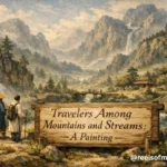 travelers among mountains and streams a painting