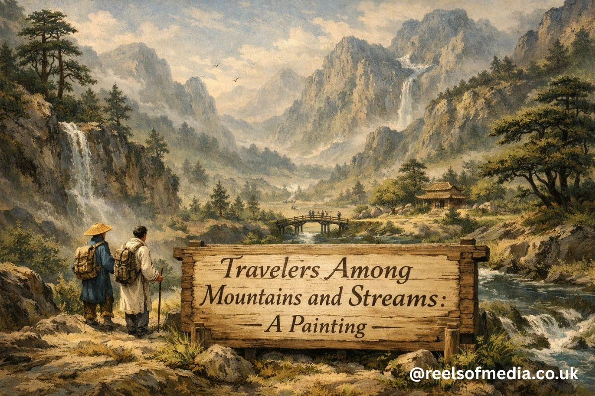 travelers among mountains and streams a painting