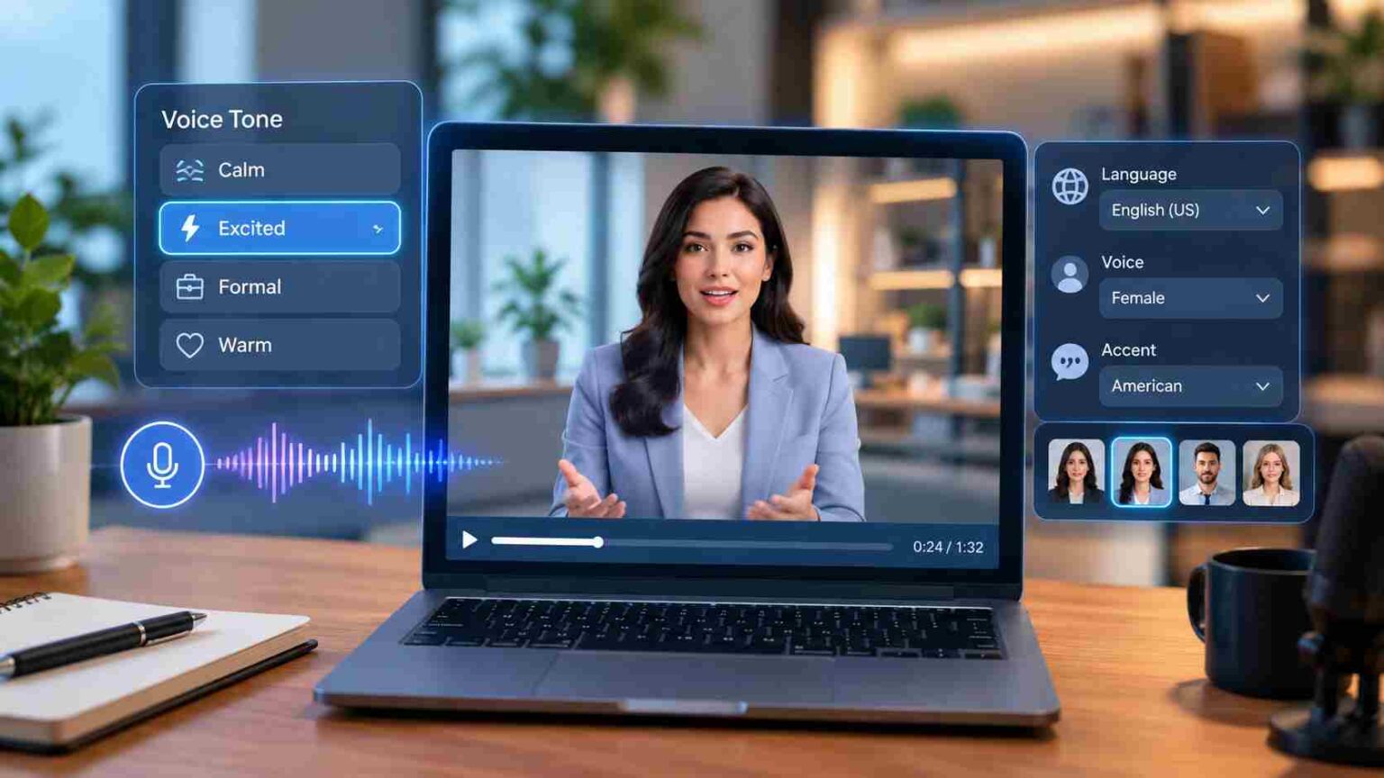 ai avatar services with customizable voice tones.