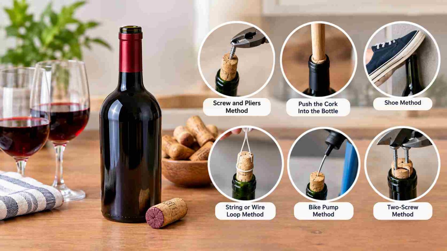 how to remove a cork without a corkscrew