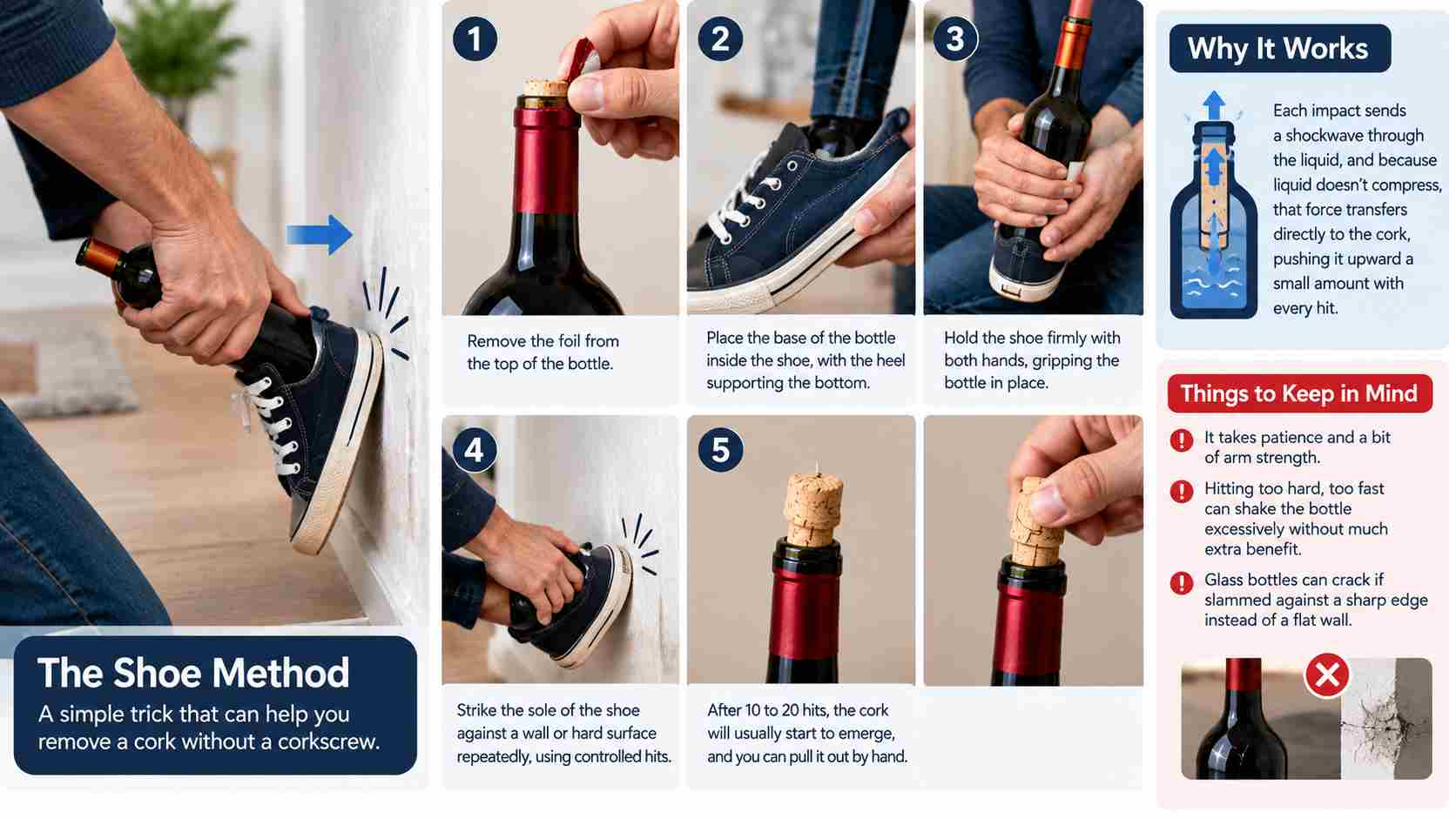 how to remove a cork without a corkscrew