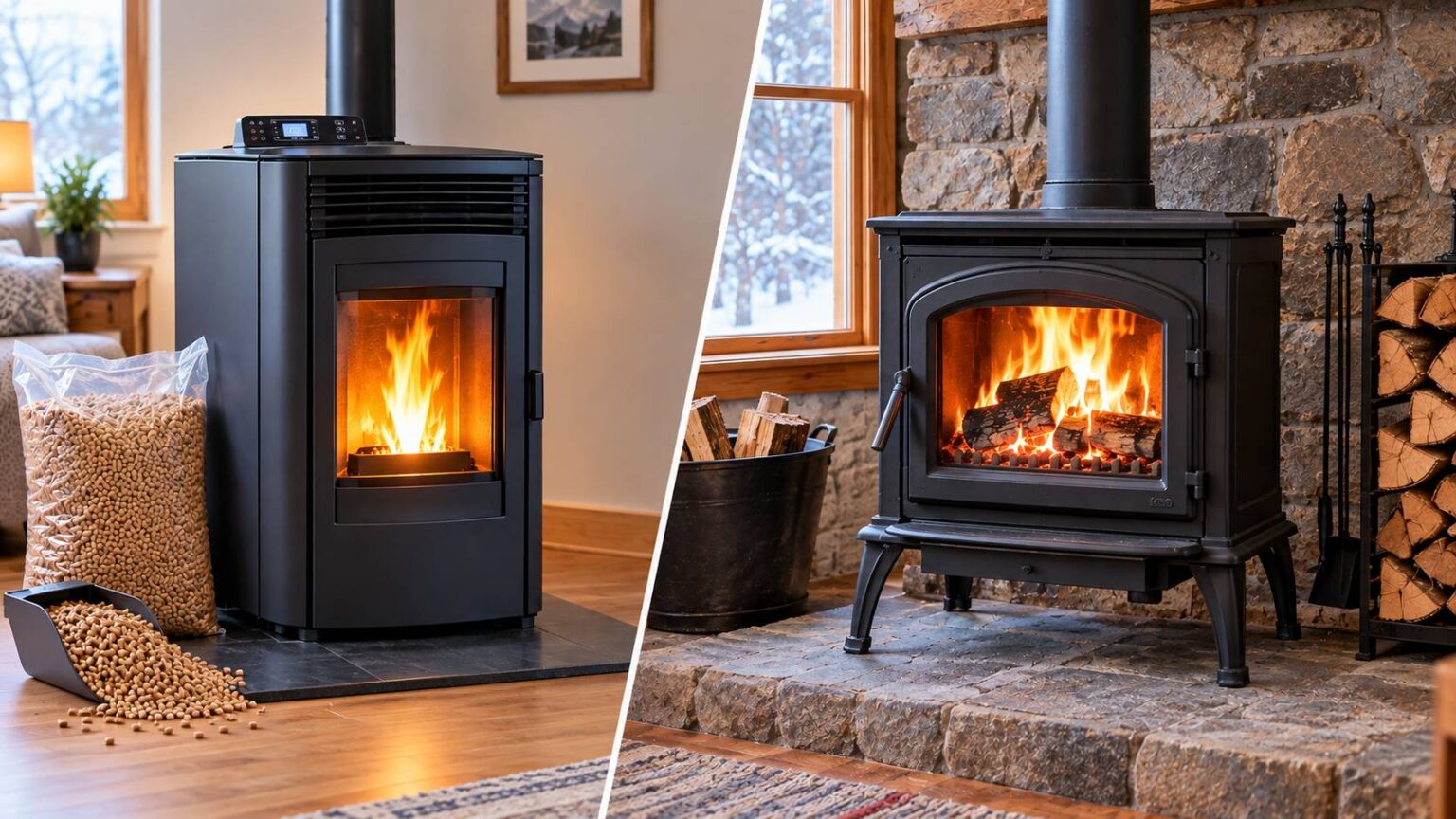 pellet heater vs wood heater